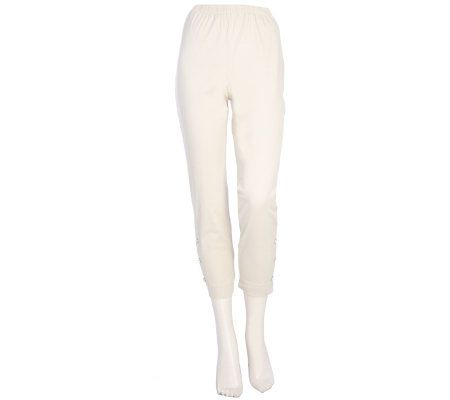 Quacker Factory Short Leggings with Rhinestone Detail at The Leg - A218130