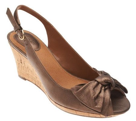 Clarks Artisan Fiddle Bow II Leather Peep Toe Wedges - A221130