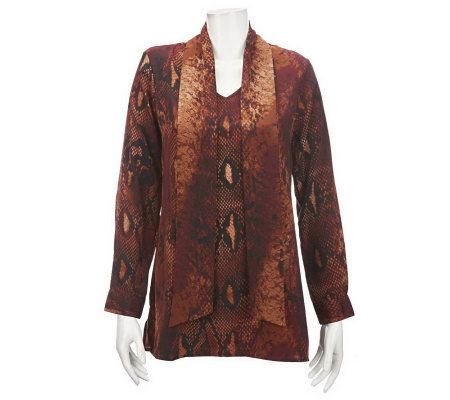 Kris Jenner Kollection Python Print Tie Front Blouse - A227630