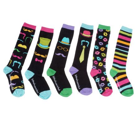 little missmatched 6-pack Invisible Man Knee High Socks - A228030