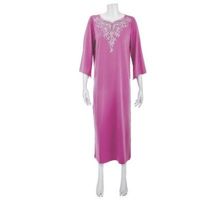 Bob Mackies Pearl Encrusted 3/4 Sleeve Caftan with Side Slits - A229730