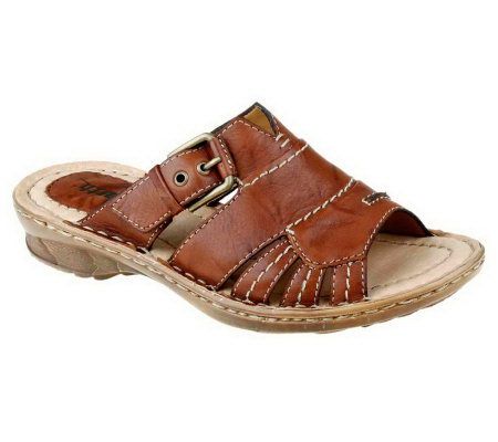 Earth Willow Distressed Leather Slide Sandals - A231630