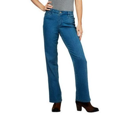 As Is Denim & Co. Modern Waist Regular Boot Cut Jeans w/Embroidery - A236330