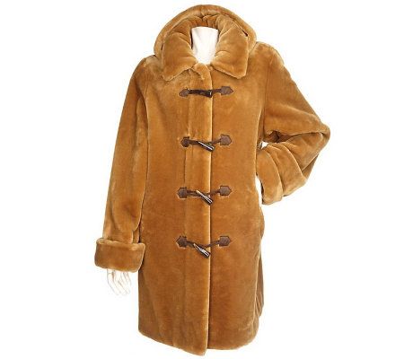 Dennis Basso Faux Fur Toggle Closure Coat with Detachable Hood - A66930