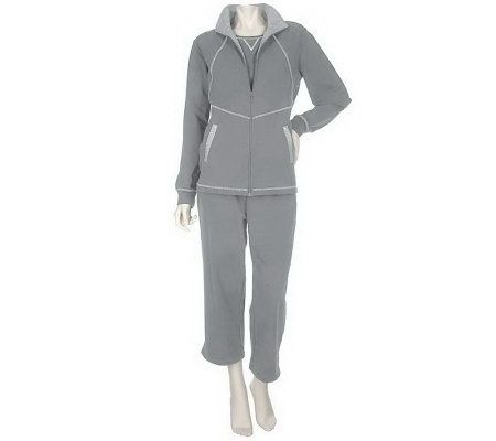 Sport Savvy Stretch Jacket, Tank & Crop Pants with Mini Check Trim - A81330