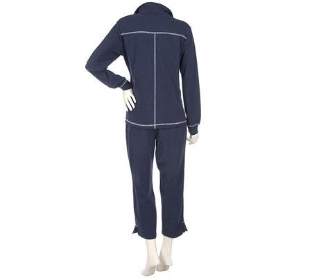 Sport Savvy Stretch Jacket, Tank & Crop Pants with Mini Check Trim