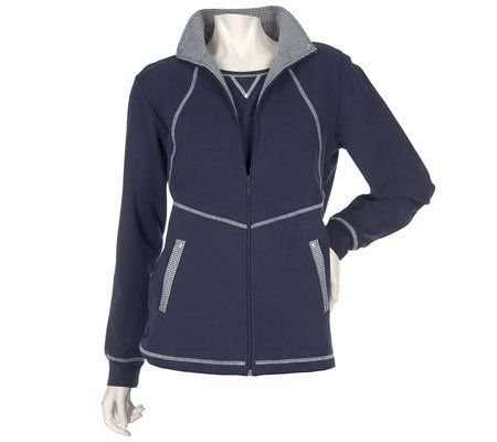 Sport Savvy Stretch Jacket, Tank & Crop Pants with Mini Check Trim