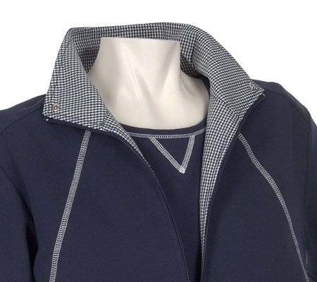 Sport Savvy Stretch Jacket, Tank & Crop Pants with Mini Check Trim