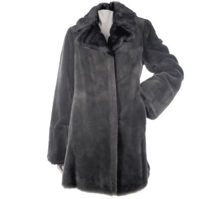 Dennis Basso 3/4 Length Coat w/Faux Mink Collar and Cuffs - A86530