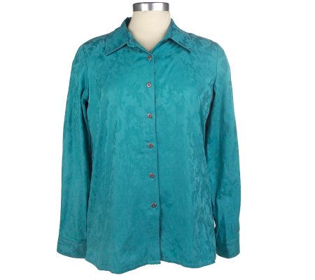 Denim & Co. Jacquard Big Shirt & Stretch T-shirt - A1431