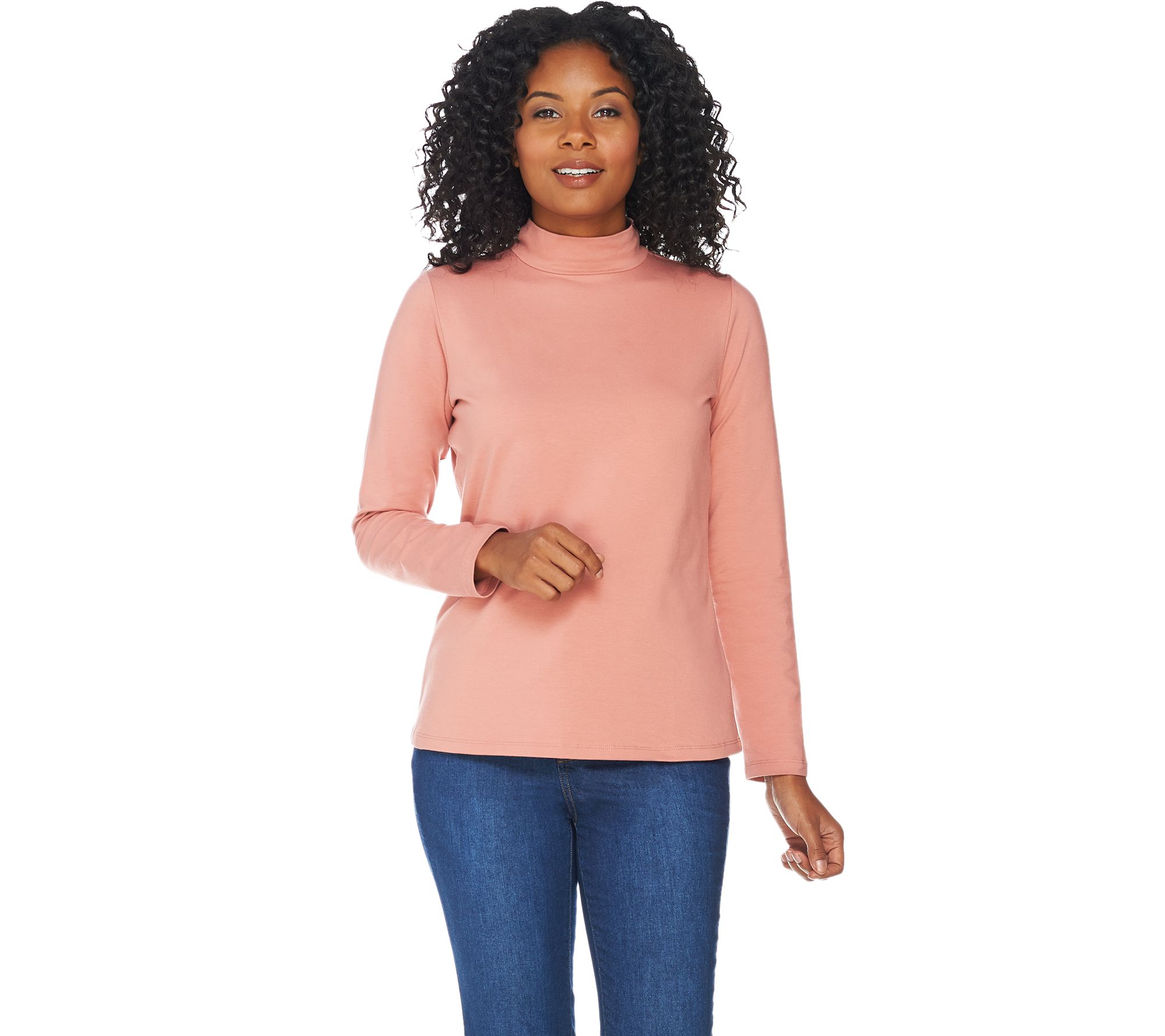 Denim & Co. Essentials Long Sleeve Mock Neck Top - A202931