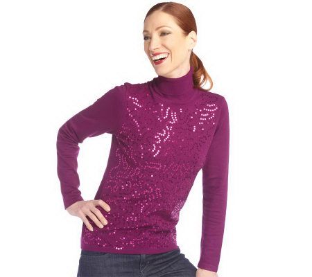 George Simonton Long Sleeve Turtleneck with Sequin Detail - A209631
