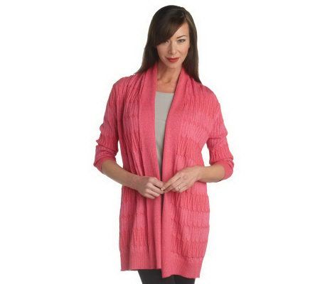 George Simonton Long Cable Cardigan with Metallic Detail - A212131