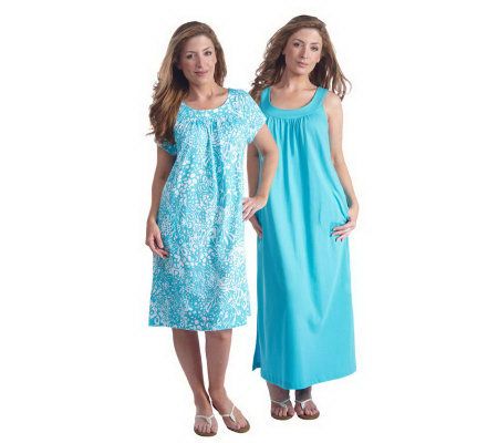 Stan Herman Cotton Jersey Mini and Maxi Loungewear Dress Set - A213531
