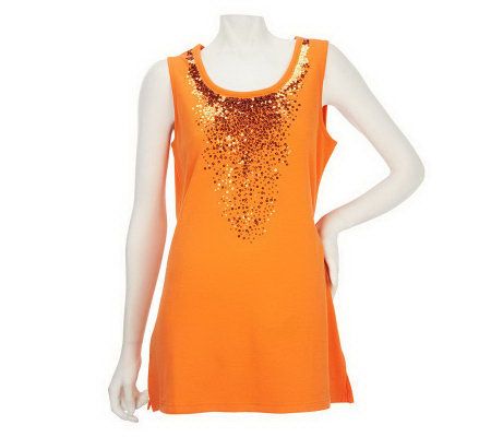 Quacker Factory Sparkle & Shine Sequin Sleeveless Tunic - A224531