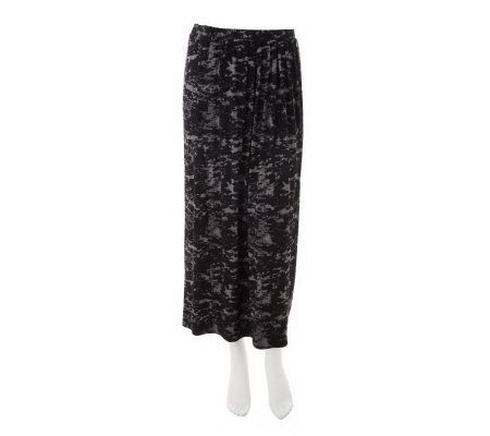 Linea by Louis DellOlio Abstract Print Long Pleat Front Skirt - A230031
