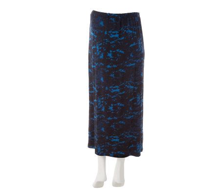 Linea by Louis DellOlio Abstract Print Long Pleat Front Skirt