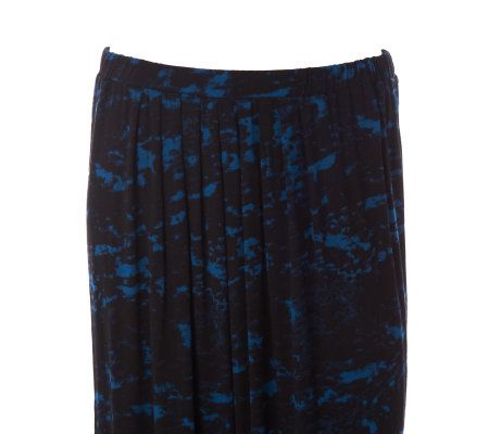 Linea by Louis DellOlio Abstract Print Long Pleat Front Skirt