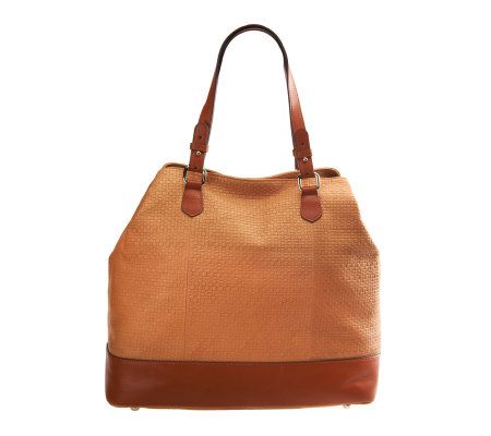 Isaac Mizrahi Live! Bridgehampton Large Leather Textured Tote