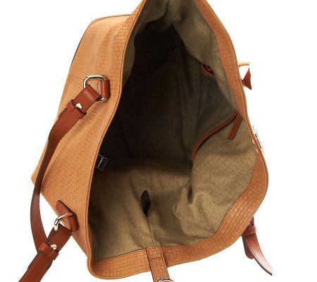 Isaac Mizrahi Live! Bridgehampton Large Leather Textured Tote