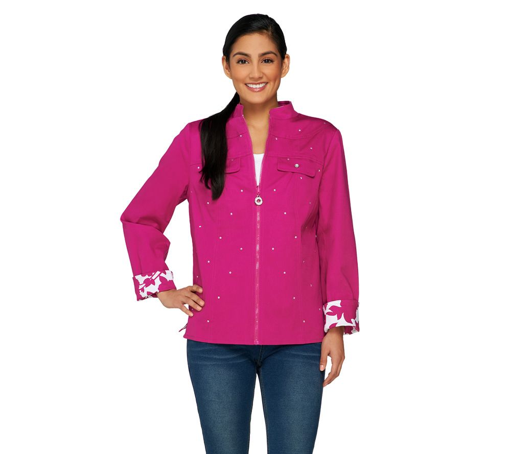 Quacker Factory Print-to-Solid Reversible Woven Jacket - A230731
