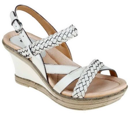 Earth Vista Leather Braided Strap Wedge Sandals - A231631