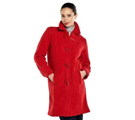 Denim & Co. Fleece Toggle Coat with Sherpa Lining and Trim - A209332