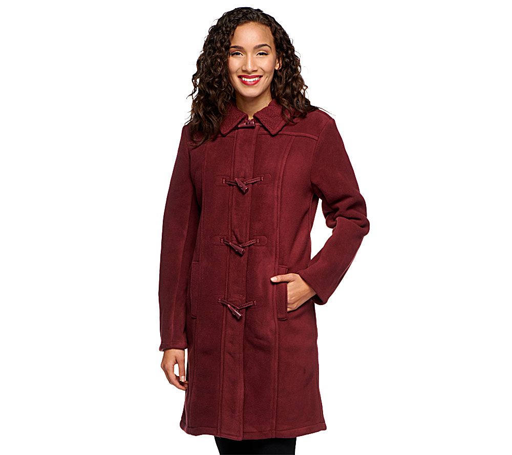 Denim & Co. Fleece Toggle Coat with Sherpa Lining and Trim - A209332
