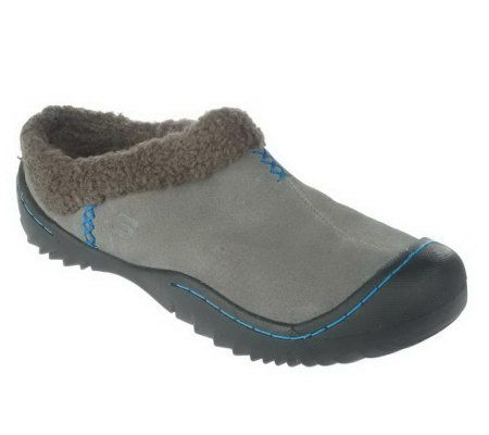 Skechers Suede Slip-on Faux Fur Clogs