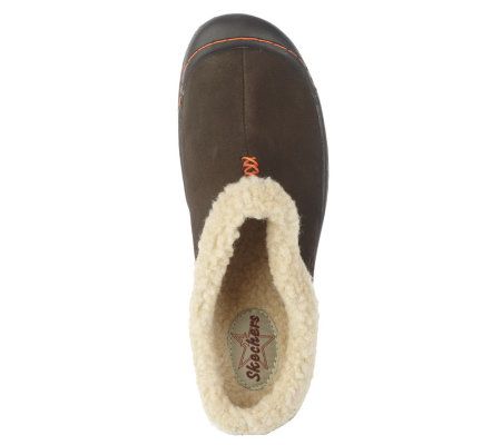 Skechers Suede Slip-on Faux Fur Clogs