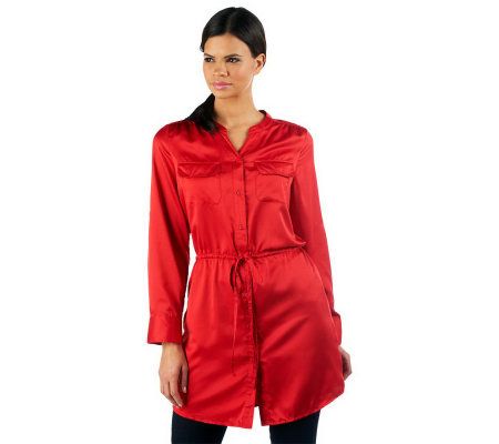 LOGO by Lori Goldstein Button Front Tunic with Pockets - A223032