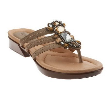 Earth Saffron Triple Strap Thong Sandals w/Ornament Deta - A223532