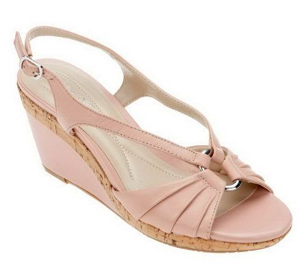 Andrew Geller Feng Wedge Sandals w/ Cork Detail & Adj. Buckle - A223832
