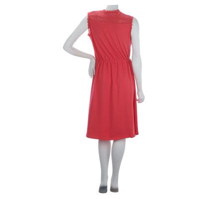 Liz Claiborne New York Faux Wrap Dress with Lace Trim Accents