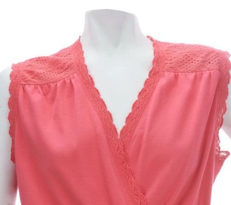 Liz Claiborne New York Faux Wrap Dress with Lace Trim Accents