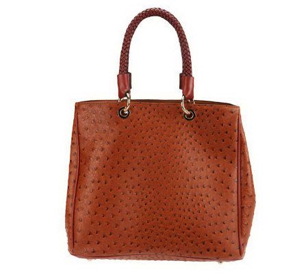 V Couture by Kooba Shelly Ostrich Shopper Tote w/ Braided Handles - A227032