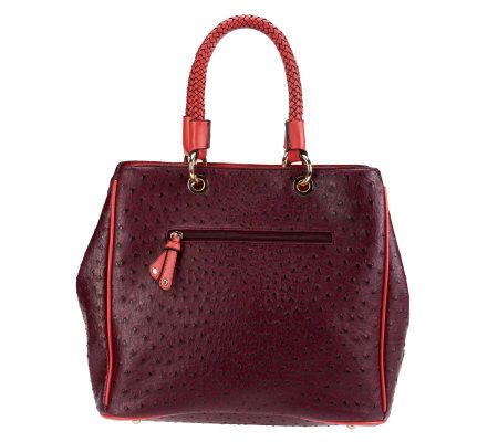 V Couture by Kooba Shelly Ostrich Shopper Tote w/ Braided Handles