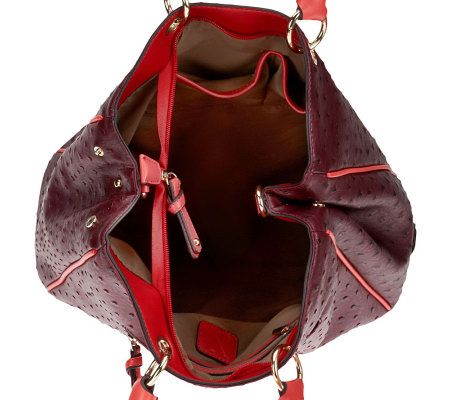 V Couture by Kooba Shelly Ostrich Shopper Tote w/ Braided Handles