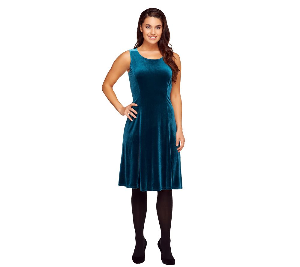 Susan Graver Stretch Velvet Scoop Neck Sleeveless Dress - A229132