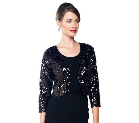 Joan Rivers Sequin Shrug with 3/4 Sleeves - A229432