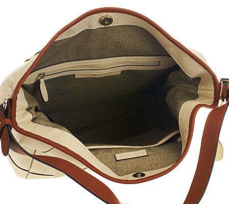 Isaac Mizrahi Live! Bridgehampton Leather Hobo w/ Textured Trim