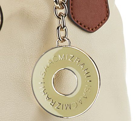 Isaac Mizrahi Live! Bridgehampton Leather Hobo w/ Textured Trim