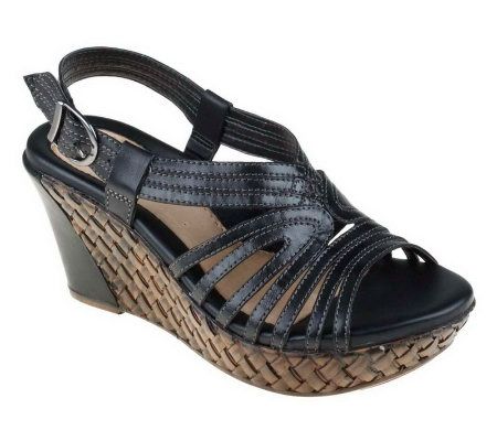 Earth Paradise Leather Wedge Sandals - A231632