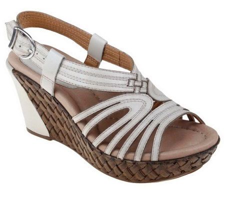 Earth Paradise Leather Wedge Sandals - A231632