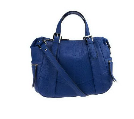 As Is B. Makowsky Cobra Embossed Leather Duffle Satchel - A232132