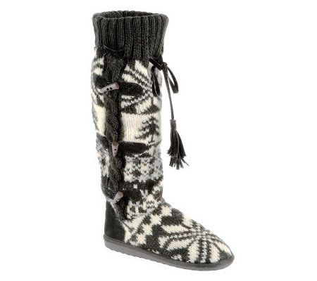 MUK LUKS Mishka - Tall Knit Boot with Side Button Detail - A327032