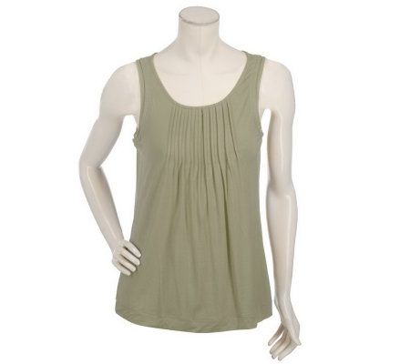 Motto Sleeveless Stretch Pintuck Tank w/Back Neck Tie - A75432