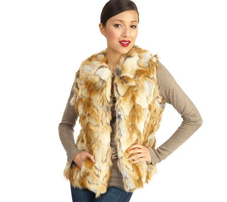 Luxe Rachel Zoe Faux Fur Vest with Hook & Eye Closure - A93632