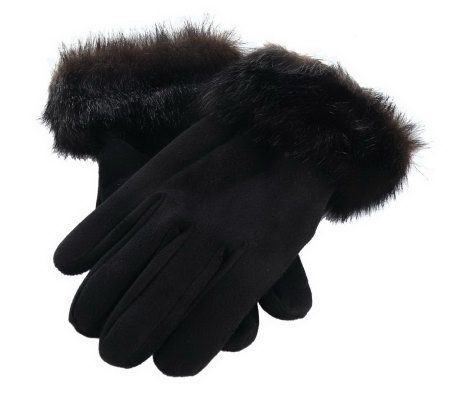 Fabulous Furs Faux Shearling Gloves by Donna Salyers - A95032