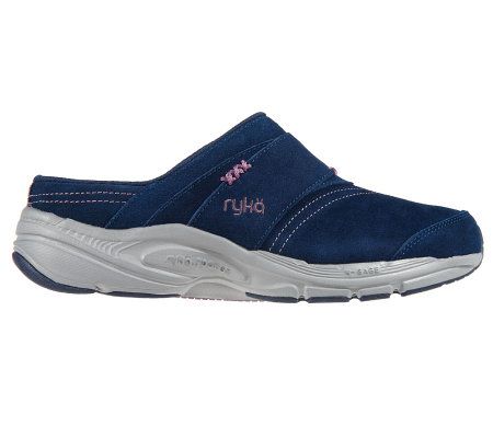 Ryka Water Resistant Suede Mules with Rocker Technology